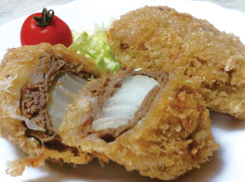 JAあわじ島の特産品レシピ「たまねぎの牛肉巻きフライ」